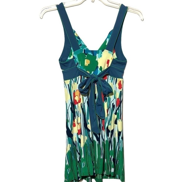 BCBG Max Azria Spring Garden Floral Sun Dress Empire Waist Tie Back - Picture 4 of 9